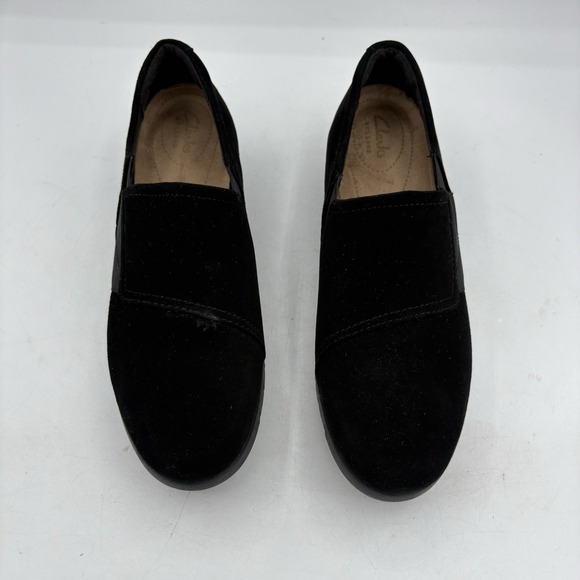 Clarks Artisan Shoes Womens Size 6 M Daelyn Monarch Black Slip on Wedge Loafer - Picture 5 of 9